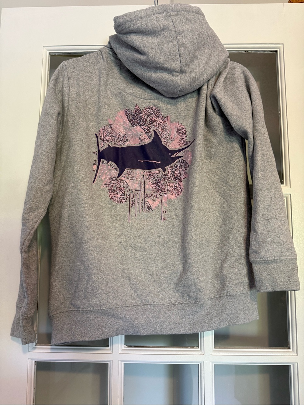 Guy Harvey Gray Hoodie Jacket with Marlin Graphic